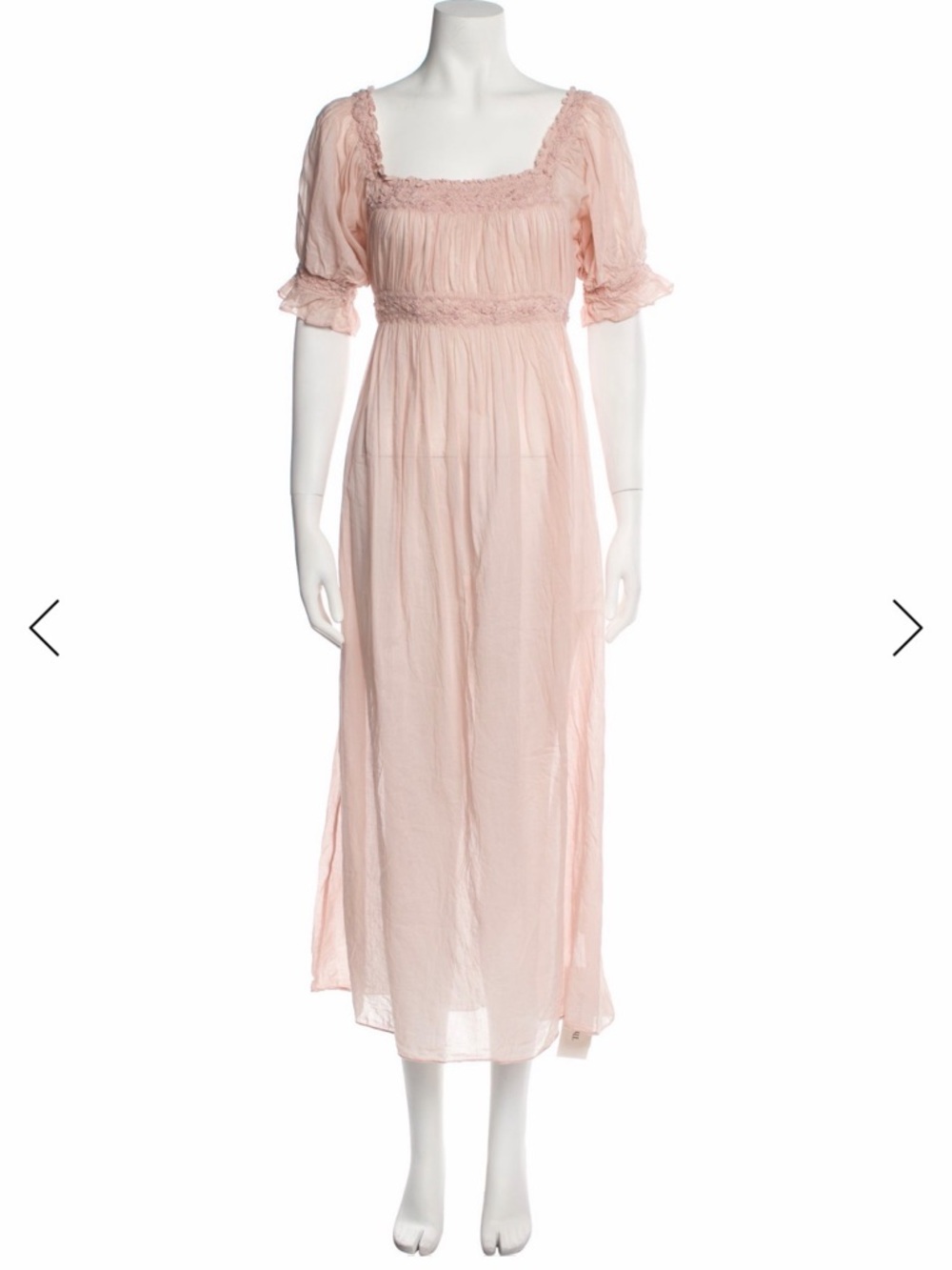 Doen Eclipse Blush Pink Midi Dress with Ruffle Trim